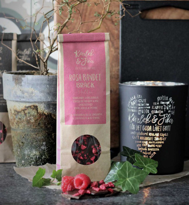 Chokladbräck Rosa Bandet (Hallon) från Majas Lyktor/Barncancerfonden